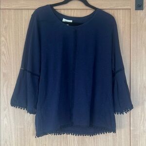 Navy Blue Bell Sleeve Top